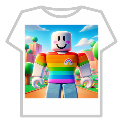 a rainbow t-shirt for a classic Roblox t-shirt thumbnail
